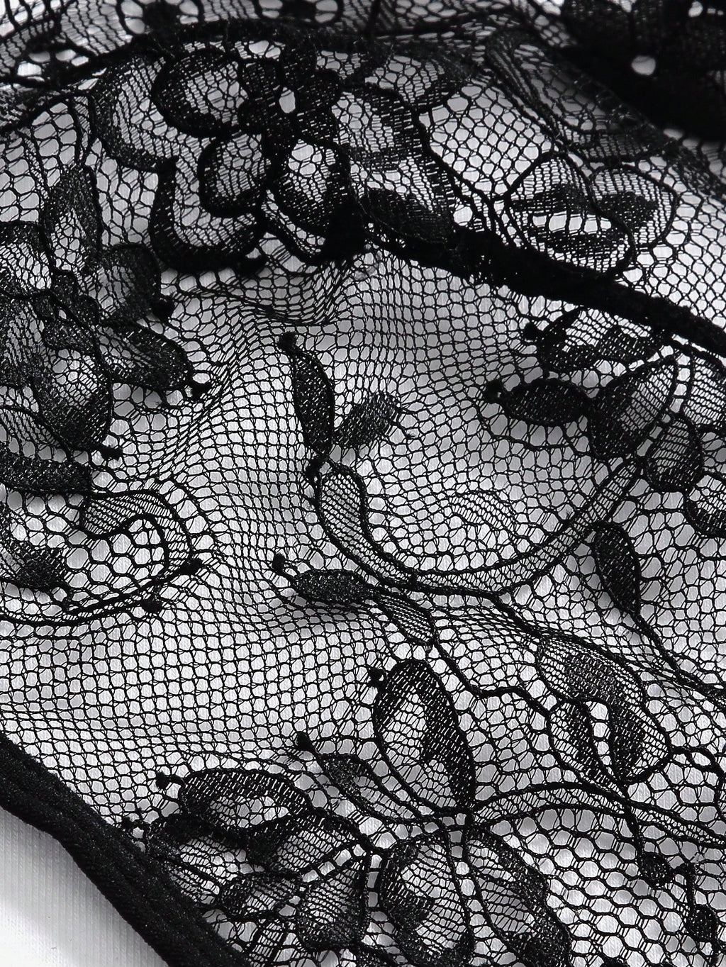 Black Strappy Lace Bodysuit Thong