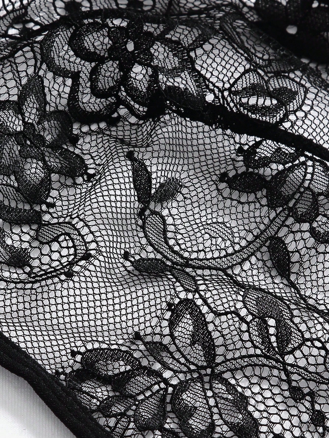 Black Strappy Lace Bodysuit Thong