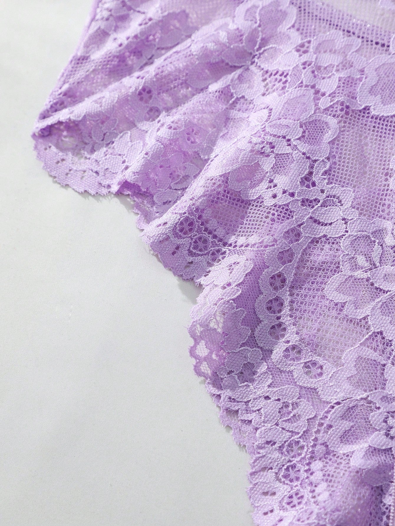 Lilac Heart Charm Lace Crotchless Teddy – Floral Cross-Back Bodysuit, Multi-Color