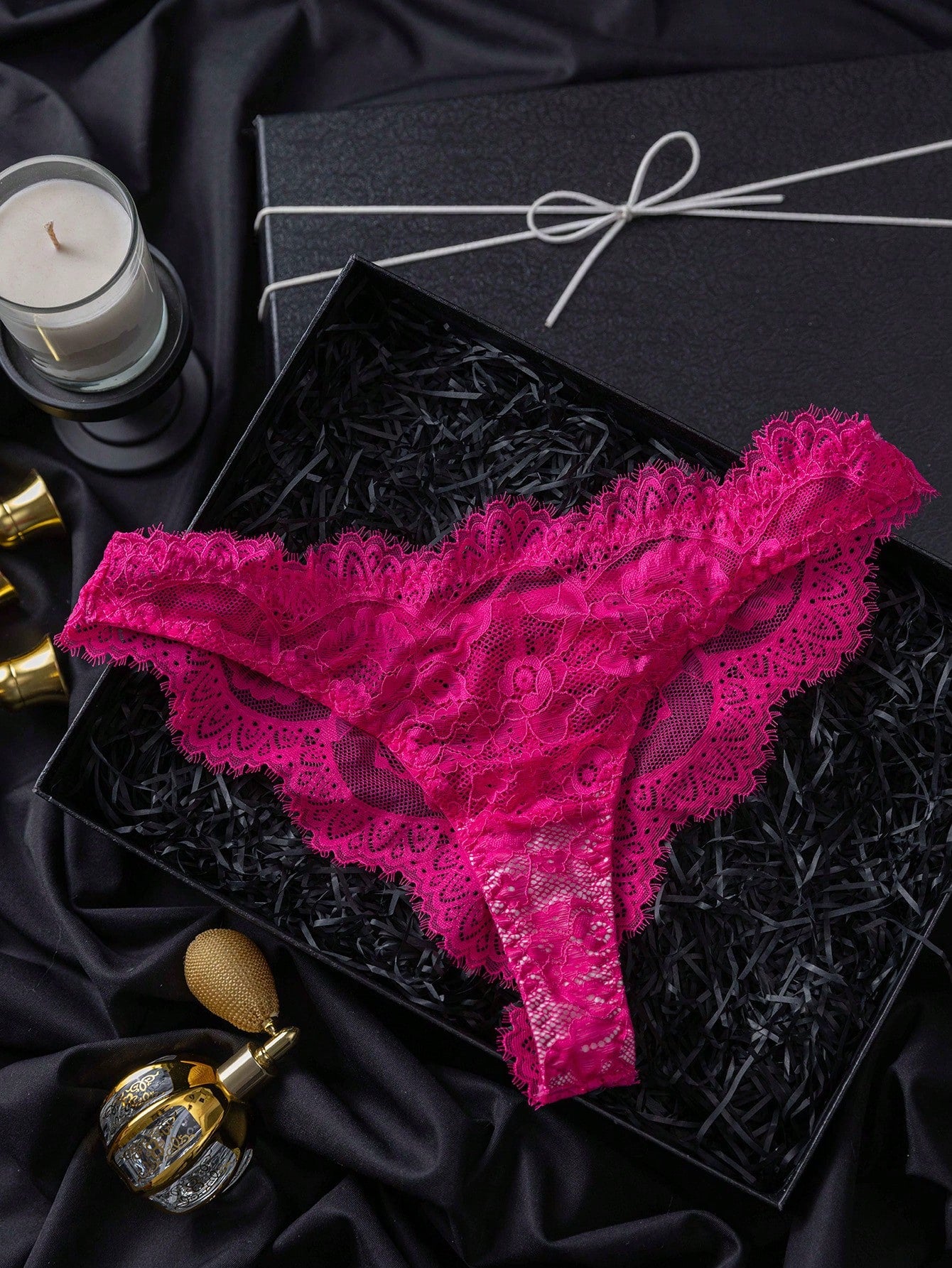 Vibrant Floral Lace Bra & Thong Lingerie Set – Sheer Gift-Ready, Multi-Color