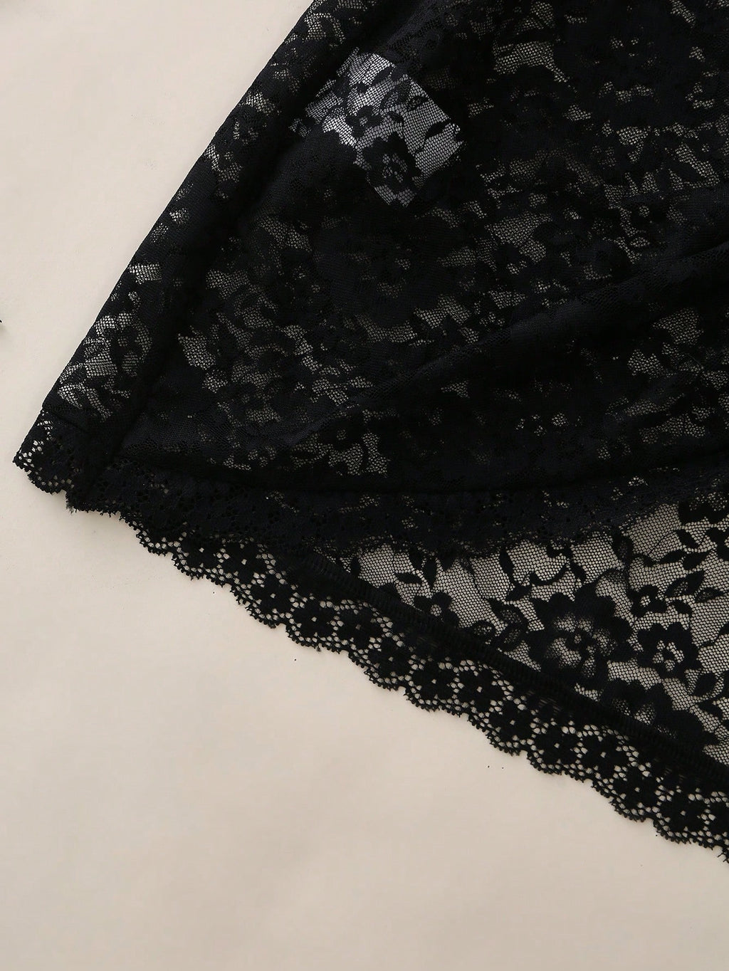 Black Lace Chemise with Pearl Neck Chain & Bow – Sheer Sexy Nightdress, Multi-Color