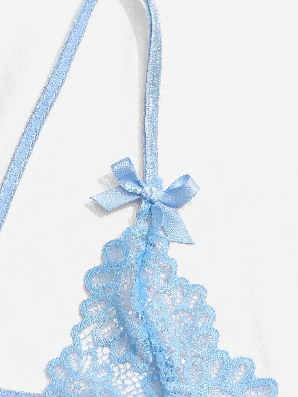 Ice Blue Lace Peplum Deep V Teddy – Cross-Back Mesh Bodysuit, Multi-Color