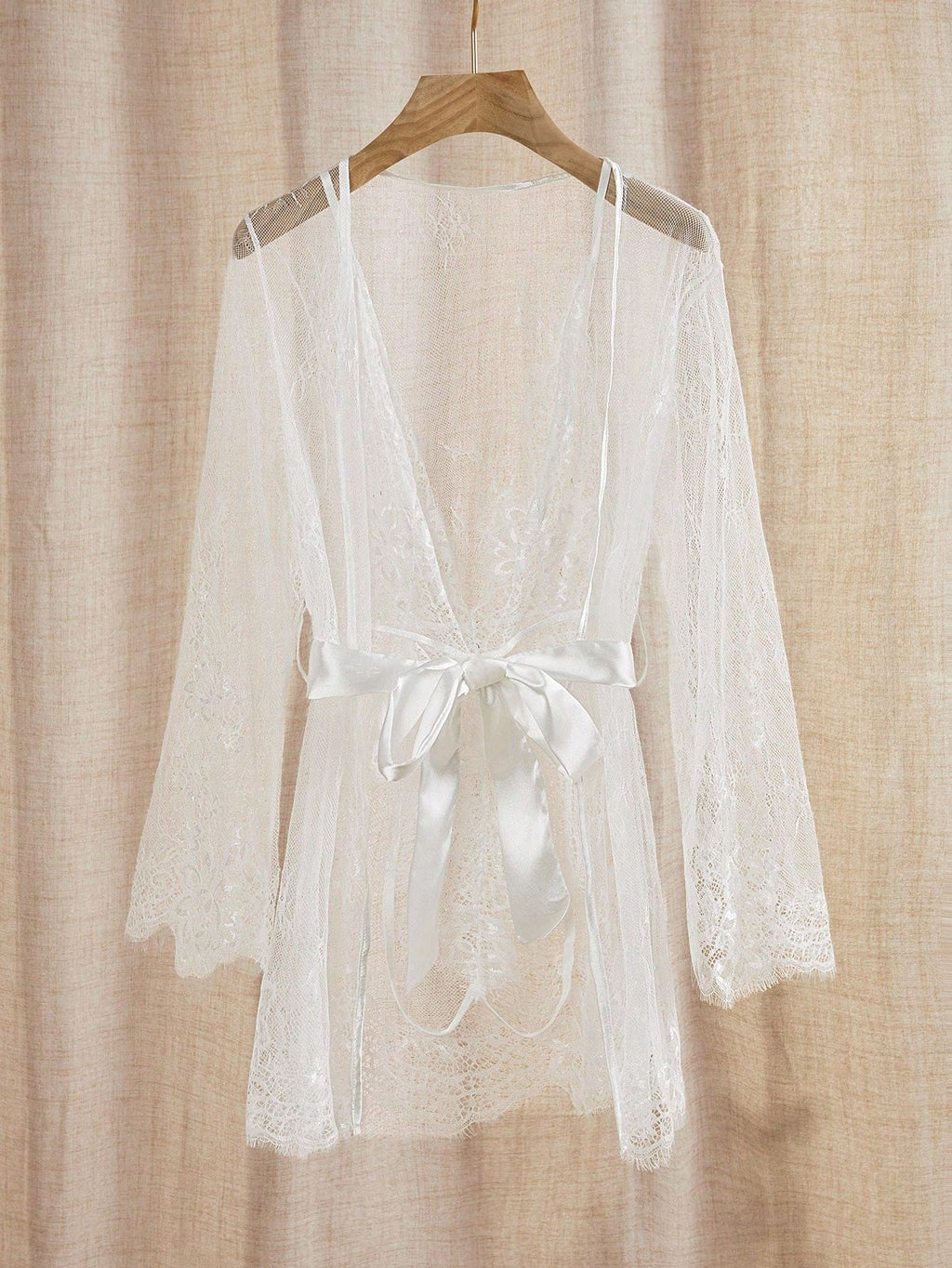 White Lace Teddy & Sheer Robe 2-Piece Set